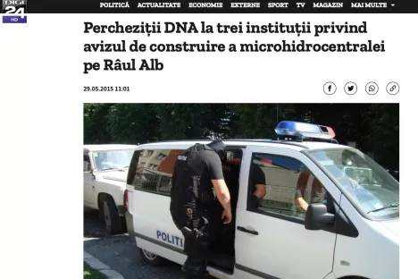 Percheziţii DNA la trei instituţii privind avizul de construire a microhidrocentralei pe Râul Alb