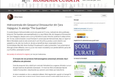 Hidrocentrala din Geoparcul Dinozaurilor din Țara Hațegului, în atenția ”The Guardian”