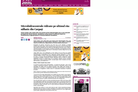 Microhidrocentrale ridicate pe ultimul râu sălbatic din Carpați